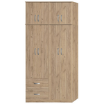 Ντουλάπα Ρούχων Τετράφυλλη με Πατάρι Zelia Pakoworld με 2 Συρτάρια σε oak Απόχρωση 120x42x240εκ