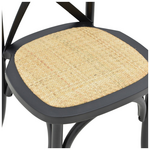 Καρέκλα Dylon Pakoworld Στοιβαζόμενη Μαύρο Ξύλο Οξιάς-Έδρα Φυσικό Rattan 48x52x89εκ