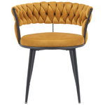 Πολυθρόνα Alkia Pakoworld σε Κίτρινο Βελούδο με Μαύρο Πόδι Μέταλλο 60x57x68εκ