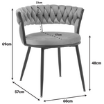 Πολυθρόνα Alkia Pakoworld σε Κίτρινο Βελούδο με Μαύρο Πόδι Μέταλλο 60x57x68εκ