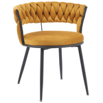 Πολυθρόνα Alkia Pakoworld σε Κίτρινο Βελούδο με Μαύρο Πόδι Μέταλλο 60x57x68εκ
