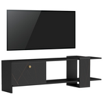 Έπιπλο Τηλεόρασης Standi Pakoworld σε Μαύρο-Μαύρο Μαρμάρου Απόχρωση 120x25x36.8εκ