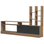 Σύνθετο Σαλονιού Seruno Pakoworld σε Απόχρωση oak με Μαύρο Μαρμάρου 170x25x100εκ