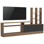 Σύνθετο Σαλονιού Seruno Pakoworld σε Απόχρωση oak με Μαύρο Μαρμάρου 170x25x100εκ