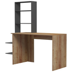 Γραφείο Εργασίας Bivoro με Ραφιέρα Pakoworld σε oak -Γκρι Απόχρωση 146x55x129εκ