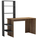 Γραφείο Εργασίας Bivoro με Ραφιέρα Pakoworld σε oak -Γκρι Απόχρωση 146x55x129εκ