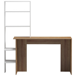 Γραφείο Εργασίας Bivoro με Ραφιέρα Pakoworld σε oak -Λευκή Απόχρωση 146x55x129εκ