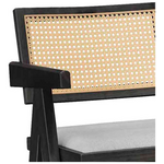 Σκαμπό bar Winslow Pakoworld Ξύλο Rubberwood Μαύρο-pvc Rattan Φυσικό-Ύφασμα Γκρι