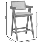 Σκαμπό bar Winslow Pakoworld Ξύλο Rubberwood Μαύρο-pvc Rattan Φυσικό-Ύφασμα Γκρι