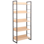 Βιβλιοθήκη Dorfie Pakoworld σε Φυσική Απόχρωση με Μαύρο Μέταλλο 70x30x159εκ