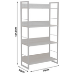 Βιβλιοθήκη Dorfie Pakoworld σε Φυσική Απόχρωση με Λευκό Μέταλλο 70x30x124.5εκ