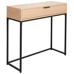 Κονσόλα Joumpa Pakoworld με Συρτάρι σε Φυσική Απόχρωση με Μαύρο Μέταλλο 80x28x76.5εκ