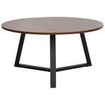 Τραπέζι Σαλονιού Berton Pakoworld σε Καρυδί Απόχρωση με Μαύρο Μέταλλο Φ80x40εκ