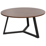 Τραπέζι Σαλονιού Berton Pakoworld σε Καρυδί Απόχρωση με Μαύρο Μέταλλο Φ80x40εκ