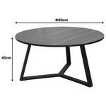 Τραπέζι Σαλονιού Berton Pakoworld σε όψη Μαρμάρου με Μαύρο Μέταλλο Φ80x40εκ