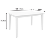 Tραπέζι Επεκτεινόμενο Mabor Pakoworld Ξύλο σε Λευκή Απόχρωση 120-150x80x73,8εκ