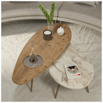 Τραπέζι Σαλονιού Monty Pakoworld 2 τεμ σε Απόχρωση Φυσικό-Μπεζ Μαρμάρου 116x46x46εκ