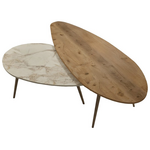 Τραπέζι Σαλονιού Monty Pakoworld 2 τεμ σε Απόχρωση Φυσικό-Μπεζ Μαρμάρου 116x46x46εκ