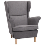 Πολυθρόνα - Μπερζέρα Malei Pakoworld Ύφασμα σε Γκρι Απόχρωση-Ξύλινα Πόδια  85x93x100εκ