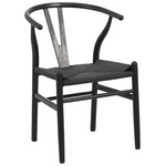 Καρέκλα Wishbone Pakoworld Rubberwood-Σχοινί σε Μαύρη Απόχρωση 60x51x80εκ