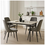 Τραπεζαρία Azori-Gustas Pakoworld σετ 5τεμ Sintered Stone-Μαύρο-Ανθρακί 120x60x75εκ