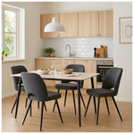 Τραπεζαρία Gustas-Renish Pakoworld σετ 5τμχ  Λευκό Μαρμάρου Sintered Stone-Μπουκλέ Γκρι 120x60x75εκ