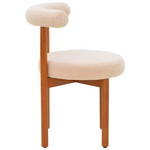 Καρέκλα Fenza Pakoworld Μπεζ Μπουκλέ Ύφασμα-Πόδι Ξύλο Οξιάς σε Καρυδί Απόχρωση 60x54x75εκ