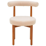 Καρέκλα Fenza Pakoworld Μπεζ Μπουκλέ Ύφασμα-Πόδι Ξύλο Οξιάς σε Καρυδί Απόχρωση 60x54x75εκ