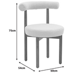 Καρέκλα Fenza Pakoworld Μπεζ Μπουκλέ Ύφασμα-Πόδι Ξύλο Οξιάς σε Καρυδί Απόχρωση 60x54x75εκ