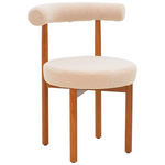 Καρέκλα Fenza Pakoworld Μπεζ Μπουκλέ Ύφασμα-Πόδι Ξύλο Οξιάς σε Καρυδί Απόχρωση 60x54x75εκ