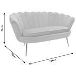 Καναπές 2θέσιος Daimon Pakoworld Βελούδο Γκρι 134x70x77εκ