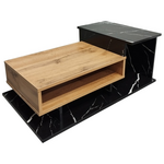 Τραπέζι Σαλονιού Nuvele Pakoworld σε Μαύρο Μαρμάρου-Sonoma Απόχρωση 90x50x35εκ