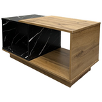 Τραπέζι Σαλονιού Fetix Pakoworld σε Μαύρο Μαρμάρου-Sonoma Απόχρωση 90x45x45εκ