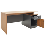 Γραφείο Εργασίας Επαγγελματικό Oscar Pakoworld σε Καρυδί-Ανθρακί Απόχρωση 180x90x76εκ