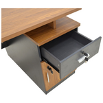 Γραφείο Εργασίας Επαγγελματικό Oscar Pakoworld σε Καρυδί-Ανθρακί Απόχρωση 150x80x76εκ