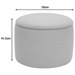 Σκαμπό-Μπαούλο Roundy Pakoworld Μπουκλέ Ύφασμα σε Μπεζ Απόχρωση Φ55x41.5εκ