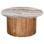 Τραπέζι Σαλονιού Sergy Pakoworld σετ 2 τμχ Μασίφ Ξύλο Ακακίας σε Φυσική Απόχρωση με Επιφάνεια Μαρμάμαρου