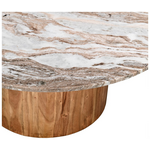 Τραπέζι Σαλονιού Sergy Pakoworld Μασίφ Ξύλο Ακακίας σε Φυσική Απόχρωση με Επιφάνεια Μαρμάμαρου Φ70x35εκ