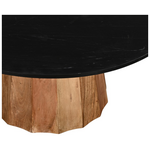 Τραπέζι Σαλονιού Ezerdian Pakoworld Μασίφ Ξύλο Ακακίας σε Φυσική Απόχρωση με Επιφάνεια Μαύρου Μαρμάρου Φ90x45εκ