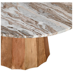 Τραπέζι Σαλονιού Ezerdian Pakoworld Μασίφ Ξύλο Ακακίας σε Φυσική Απόχρωση με Επιφάνεια Μαρμάρου Φ90x45εκ