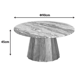 Τραπέζι Σαλονιού Ezerdian Pakoworld Μασίφ Ξύλο Ακακίας σε Φυσική Απόχρωση με Επιφάνεια Μαρμάρου Φ90x45εκ