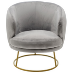 Πολυθρόνα Rony Pakoworld Βελούδο Γκρι-Χρυσό 78x75x82εκ