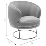 Πολυθρόνα Rony Pakoworld Βελούδο Γκρι-Χρυσό 78x75x82εκ