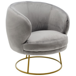 Πολυθρόνα Rony Pakoworld Βελούδο Γκρι-Χρυσό 78x75x82εκ