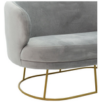 Καναπές 2θέσιος Rony Pakoworld Βελούδο Γκρι-Χρυσό 132x82x83εκ