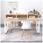 Γραφείο Εργασίας Evrepy Pakoworld mdf σε oak Απόχρωση με Λευκό Μέταλλο 100x60x73εκ