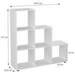Βιβλιοθήκη Schody Pakoworld σε Λευκή Απόχρωση 105.5x29.2x107εκ