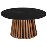 Τραπέζι Σαλονιού Mable Pakoworld Μασίφ Ξύλο Ακακίας σε Φυσική Απόχρωση και Επιφάνεια Μαύρου Μαρμάρου Φ100x45εκ