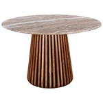 Τραπέζι Mable Pakoworld Μασίφ Ξύλο Ακακίας σε Φυσική Απόχρωση και Επιφάνεια Μαρμάρου Φ120x76εκ