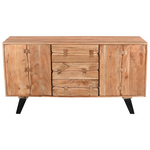 Μπουφές Leontina Pakoworld Μασίφ Ξύλο Ακακίας σε Φυσική Απόχρωση με Πόδι Μαύρο Μέταλλο 150x45x86εκ